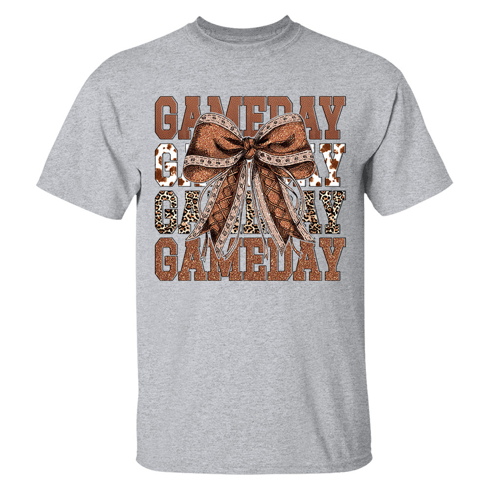 Game Day Glitter Football Coquette Bow Shirt
