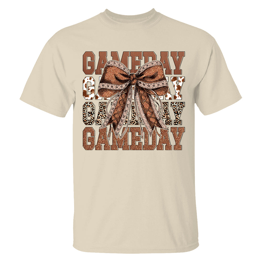 Game Day Glitter Football Coquette Bow Shirt