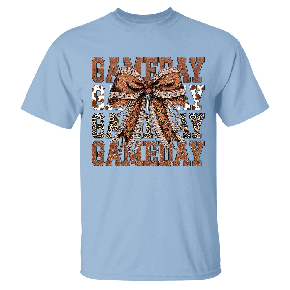Game Day Glitter Football Coquette Bow Shirt