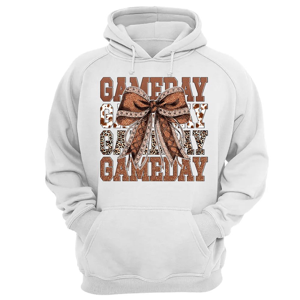 Game Day Glitter Football Coquette Bow Shirt