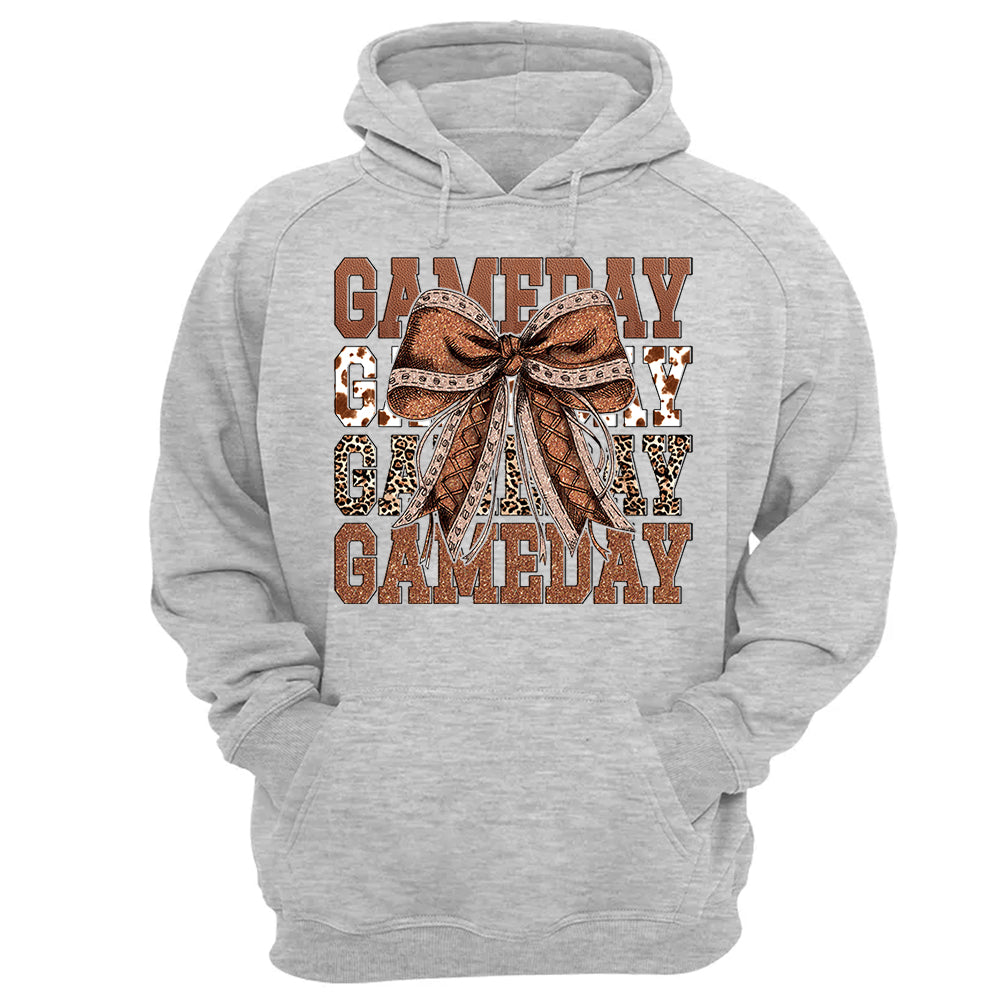 Game Day Glitter Football Coquette Bow Shirt