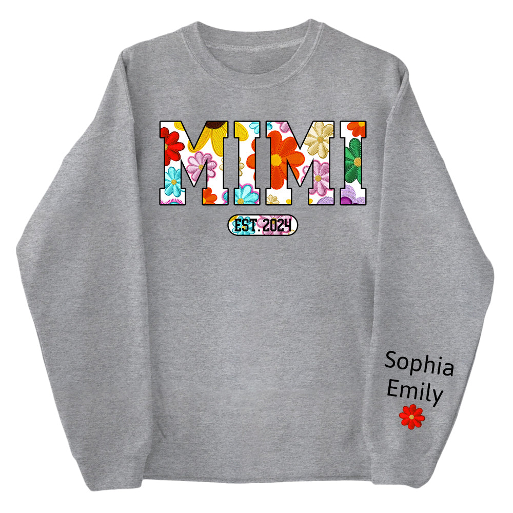 Personalized Mimi Est Spring Floral And Grandkid Shirt