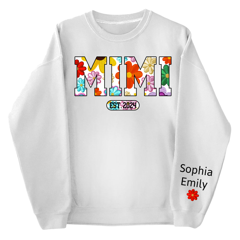 Personalized Mimi Est Spring Floral And Grandkid Shirt
