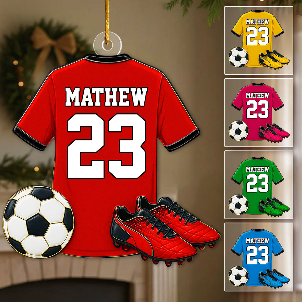 Personalized Soccer Christmas Ornament, Custom Name Number and Color Ornament Gift for Soccer Players Soccer Ball Ornament Soccer Lover Gift