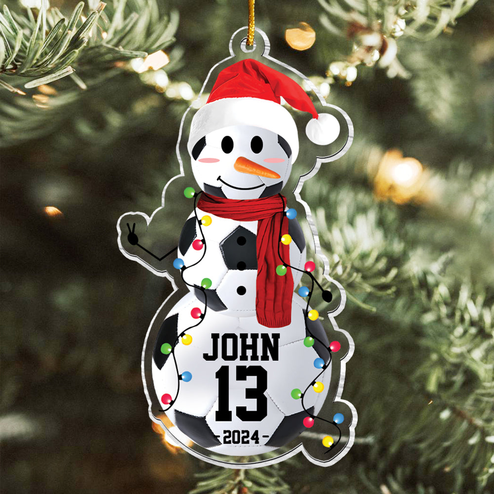 Soccer Snowman - Gifts For Players, Team, Boys - Personalized Acrylic Ornament Tu20