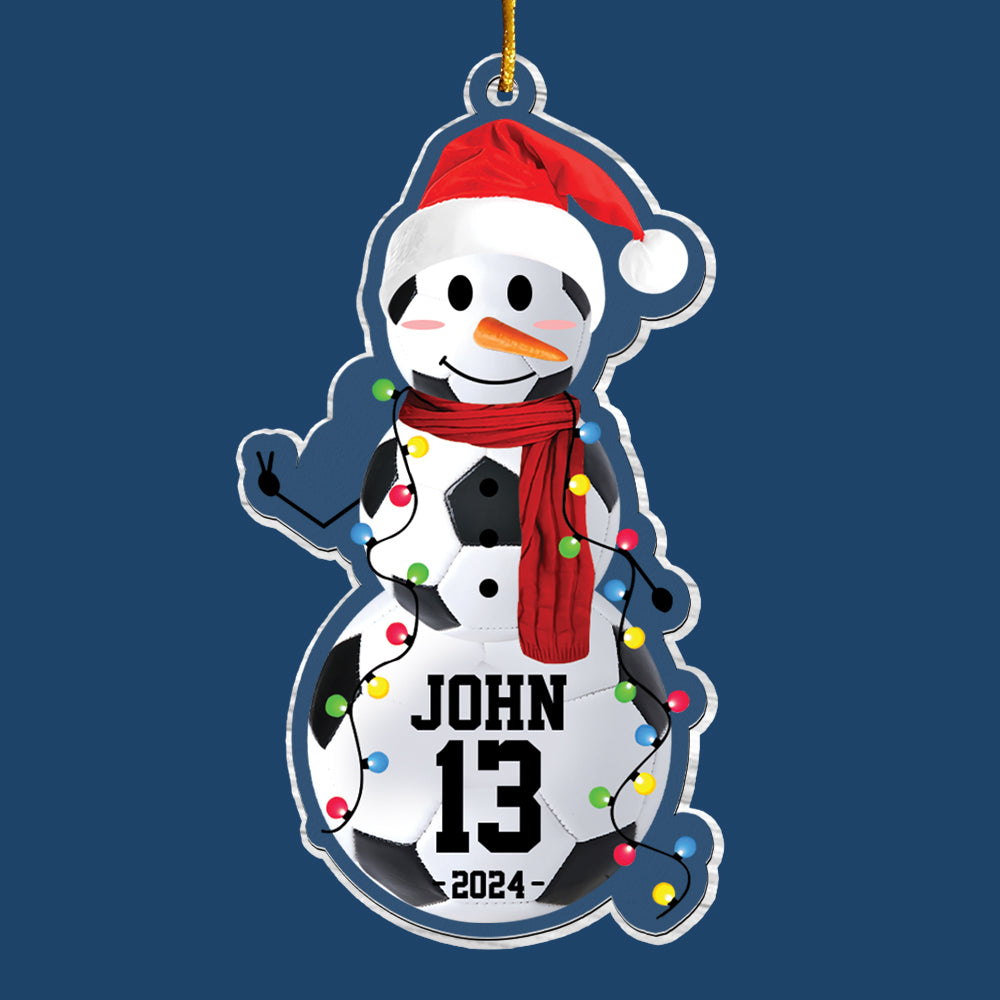 Soccer Snowman - Gifts For Players, Team, Boys - Personalized Acrylic Ornament Tu20