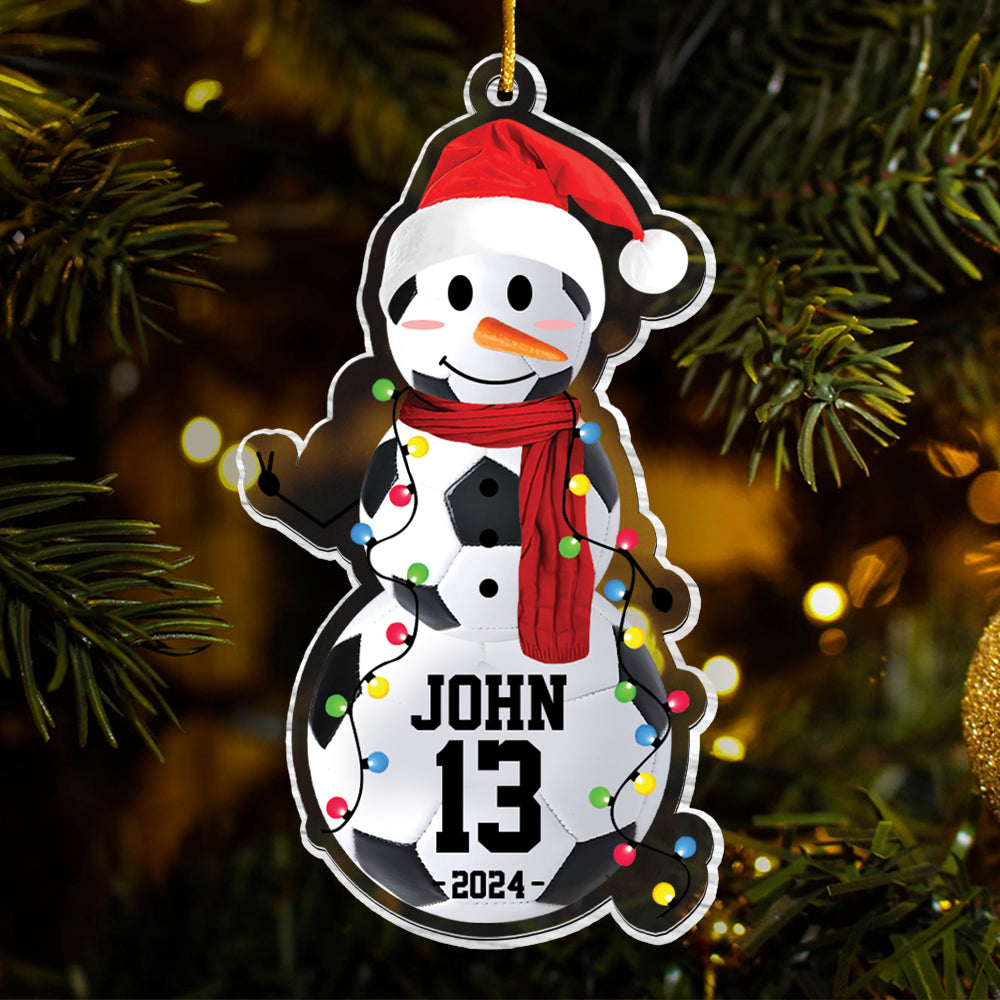 Soccer Snowman - Gifts For Players, Team, Boys - Personalized Acrylic Ornament Tu20