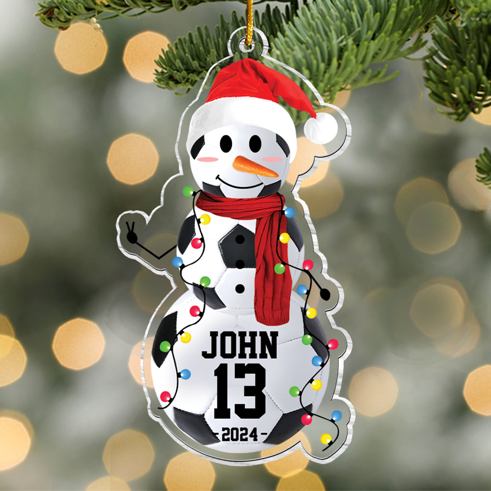 Soccer Snowman - Gifts For Players, Team, Boys - Personalized Acrylic Ornament Tu20