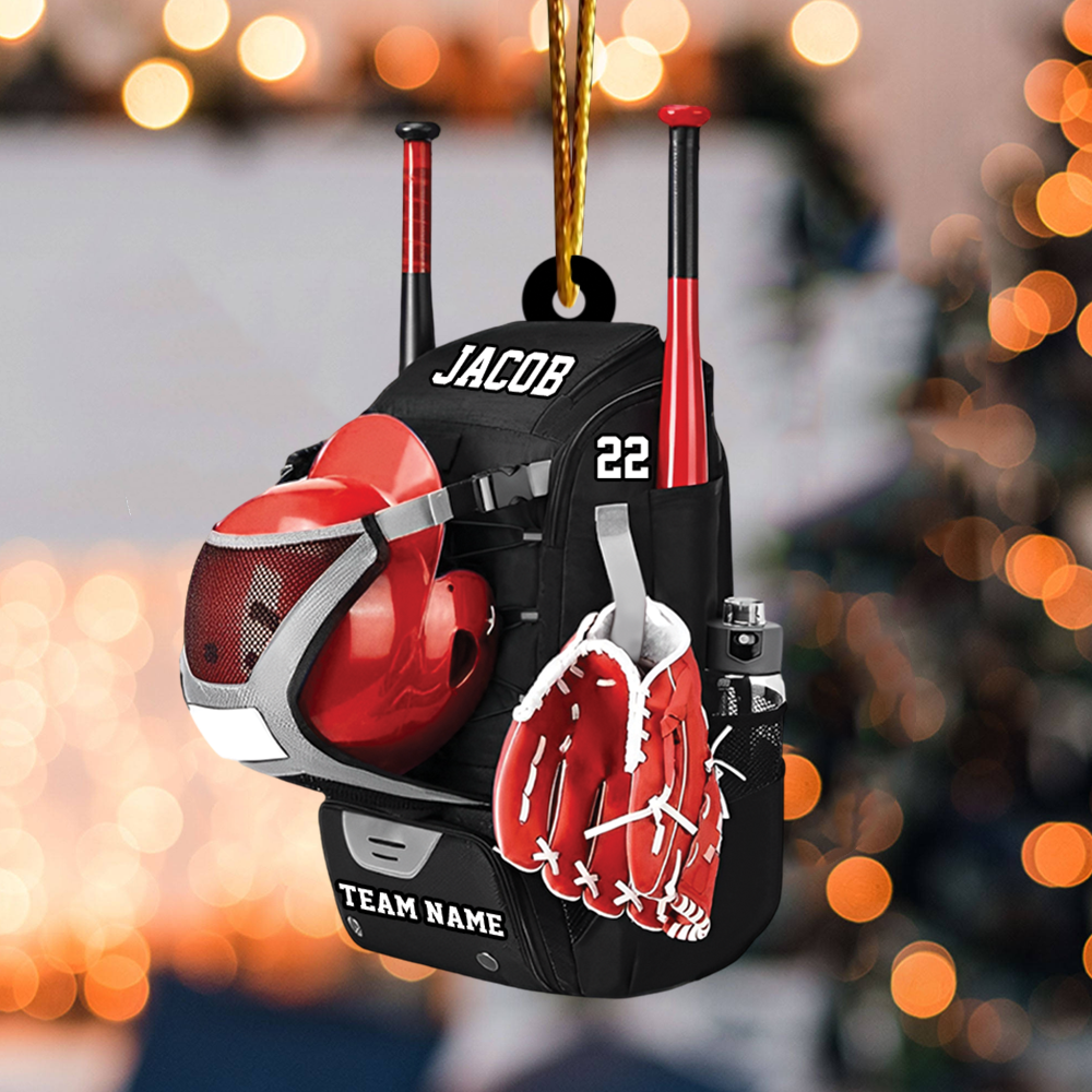 Baseball Bag Gift, Personalized Baseball Bag Car Hanging Ornament, Baseball Ornament, Custom Flat Acrylic Ornament, Christmas Ornament Pa00