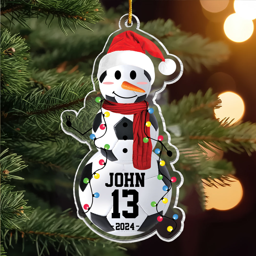 Soccer Snowman - Gifts For Players, Team, Boys - Personalized Acrylic Ornament Tu20