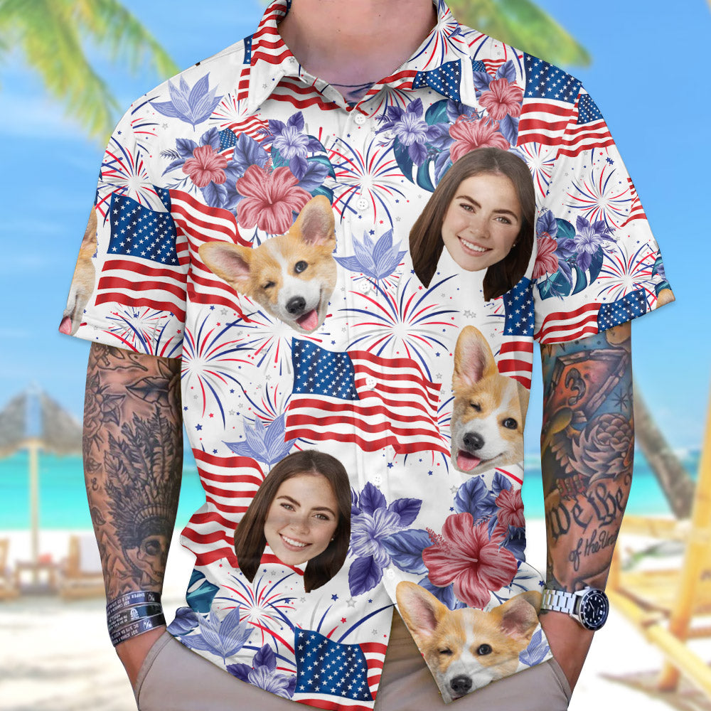 Personalized 4th Of July Hawaiian Shirt with Faces