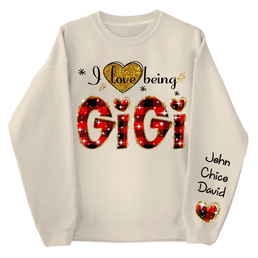 Personalized I Love Being Gigi Glitter Sweatshirt, Custom Grandma and Grandkids Sweatshirt