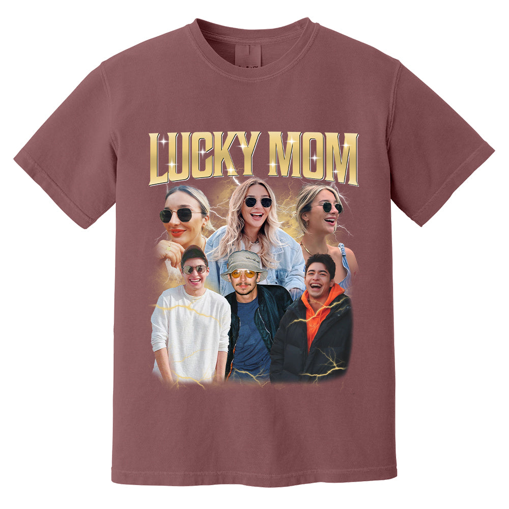 Lucky Mom Custom Bootleg Rap Tee, Custom Photo - Vintage Graphic 90s T-shirt, Custom Photo Shirt, Custom Your Own Bootleg Idea Here, Insert Your Design