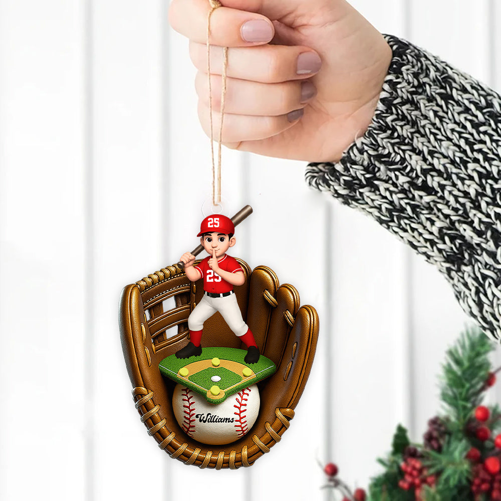 Custom Name And Number Baseball SoftBall Acrylic Ornament, Baseball SoftBall Lover Christmas Gift Vr2 T1807 VH01