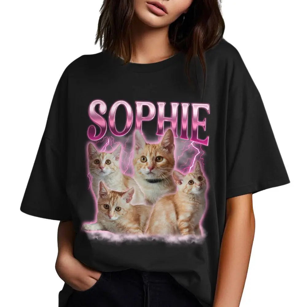 Custom Dog Vintage Washed Shirt, Custom Cat Graphic Unisex T-Shirt, Dog Personalize Bootleg Retro 90's Tee Gift For Her, Pet Owners Shirt