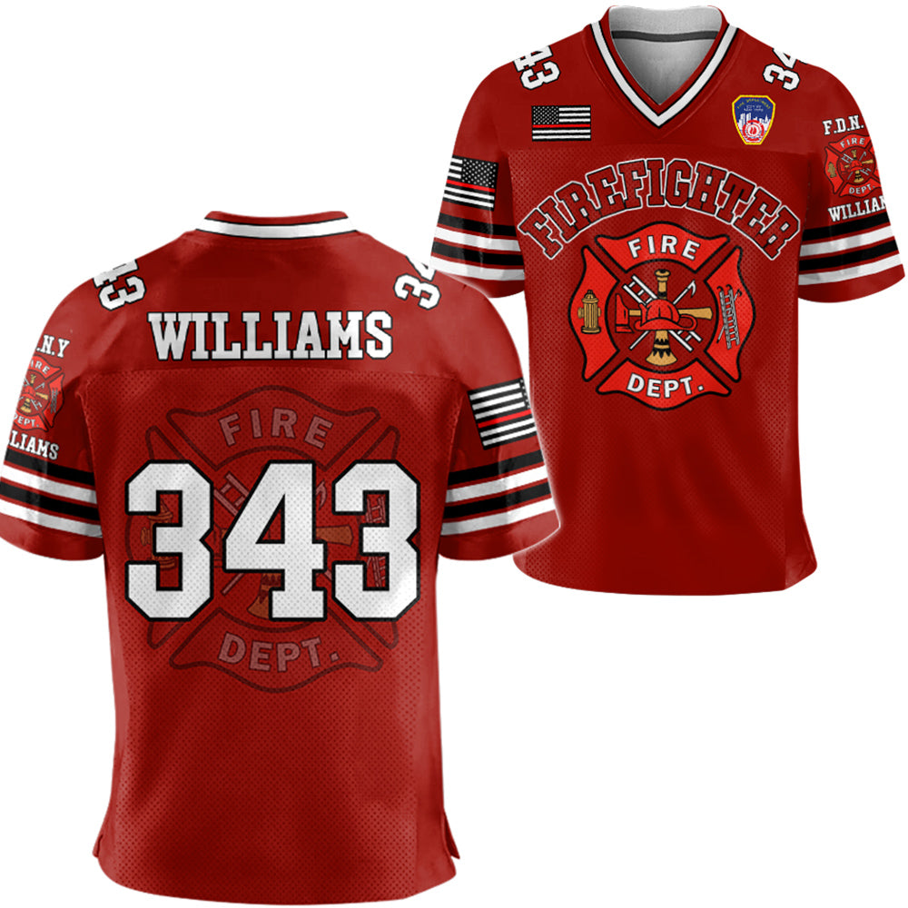 US Firefighter Football Jersey Custom Dept Name Number Firefighter Retirement Fireman Dad Grandpa H2511