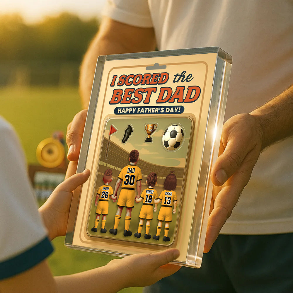 I Scored The Best Dad Soccer Custom Figure Custom Figure Acrylic Block Plaque, Father's Day Gift For American Soccer Dad Grandpa Husband A2110 Hv01