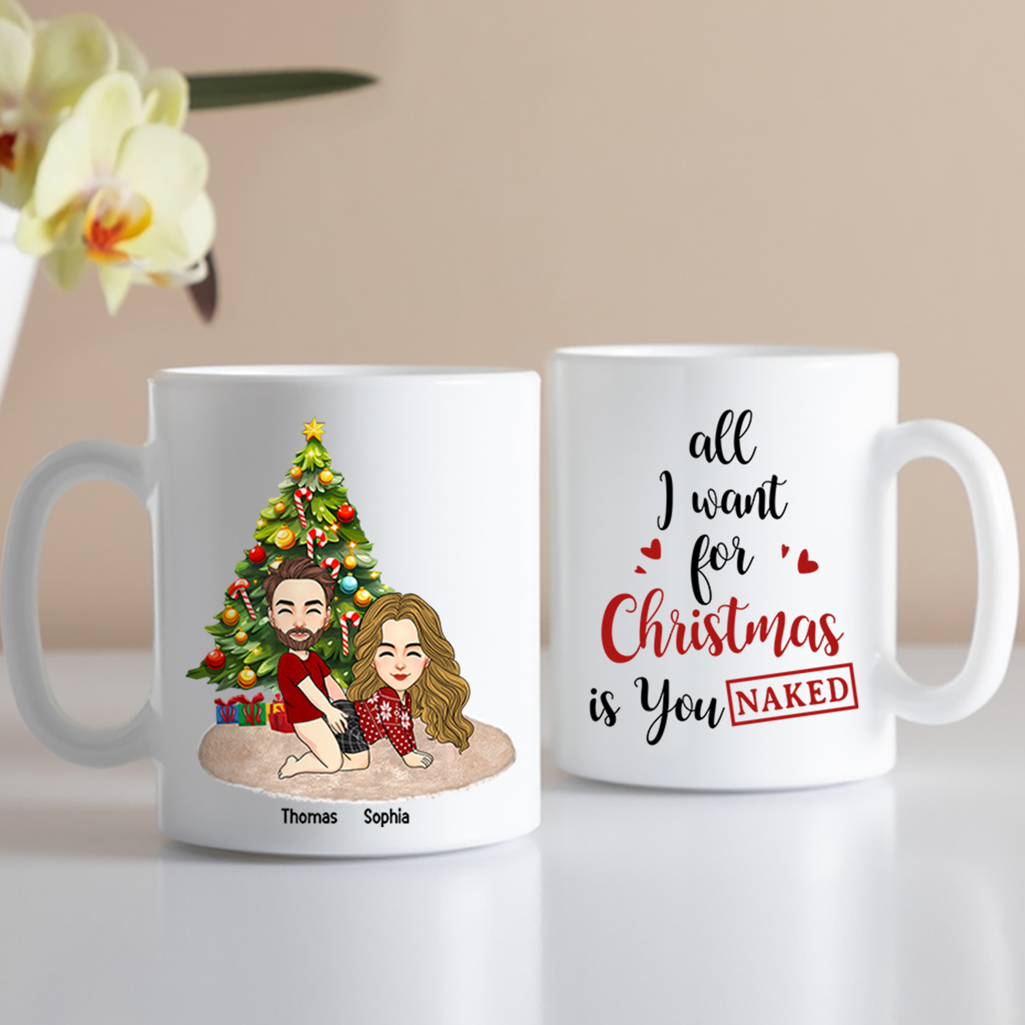 All I Want For Christmas Is You Naked Pesionalized Mug For Couple