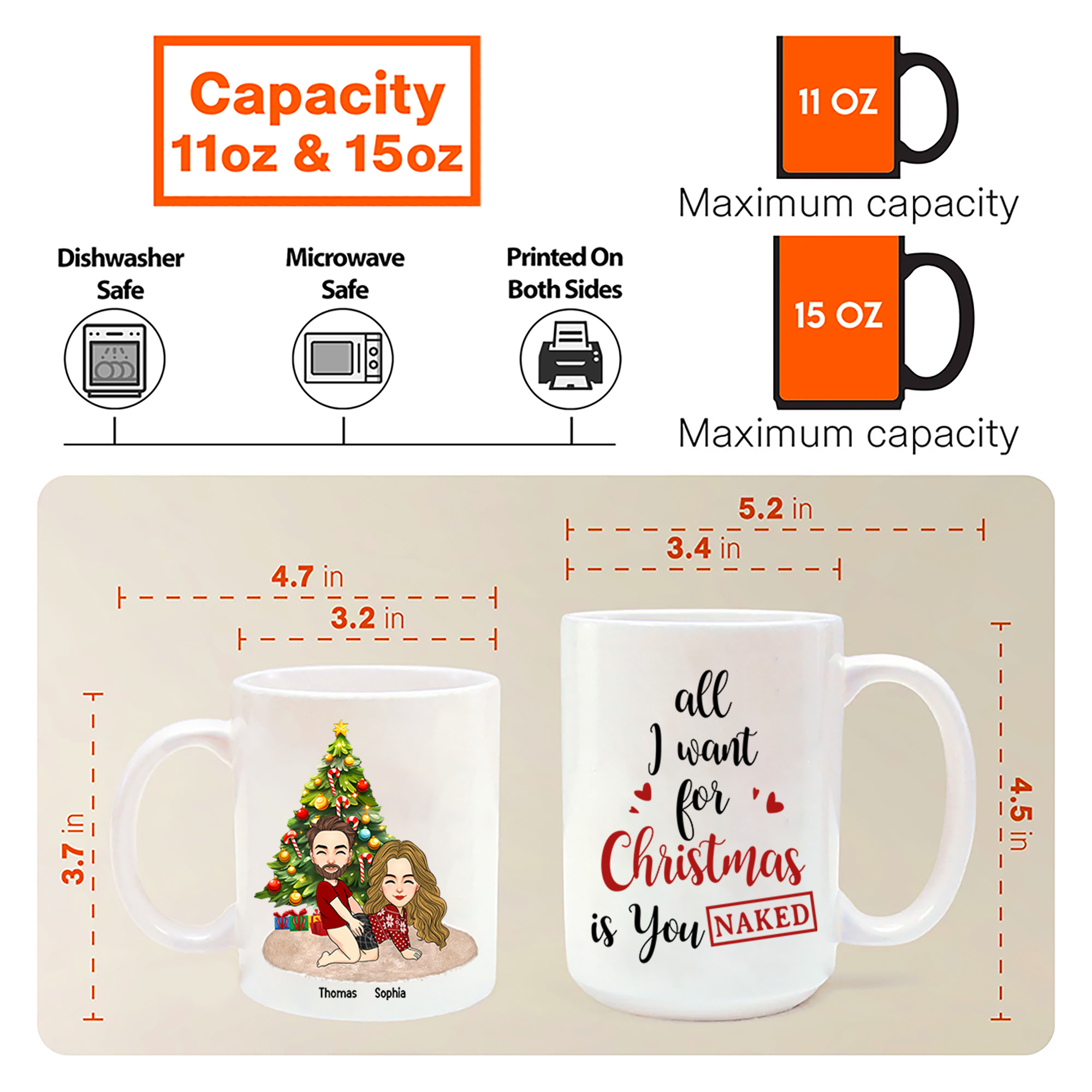 All I Want For Christmas Is You Naked Pesionalized Mug For Couple