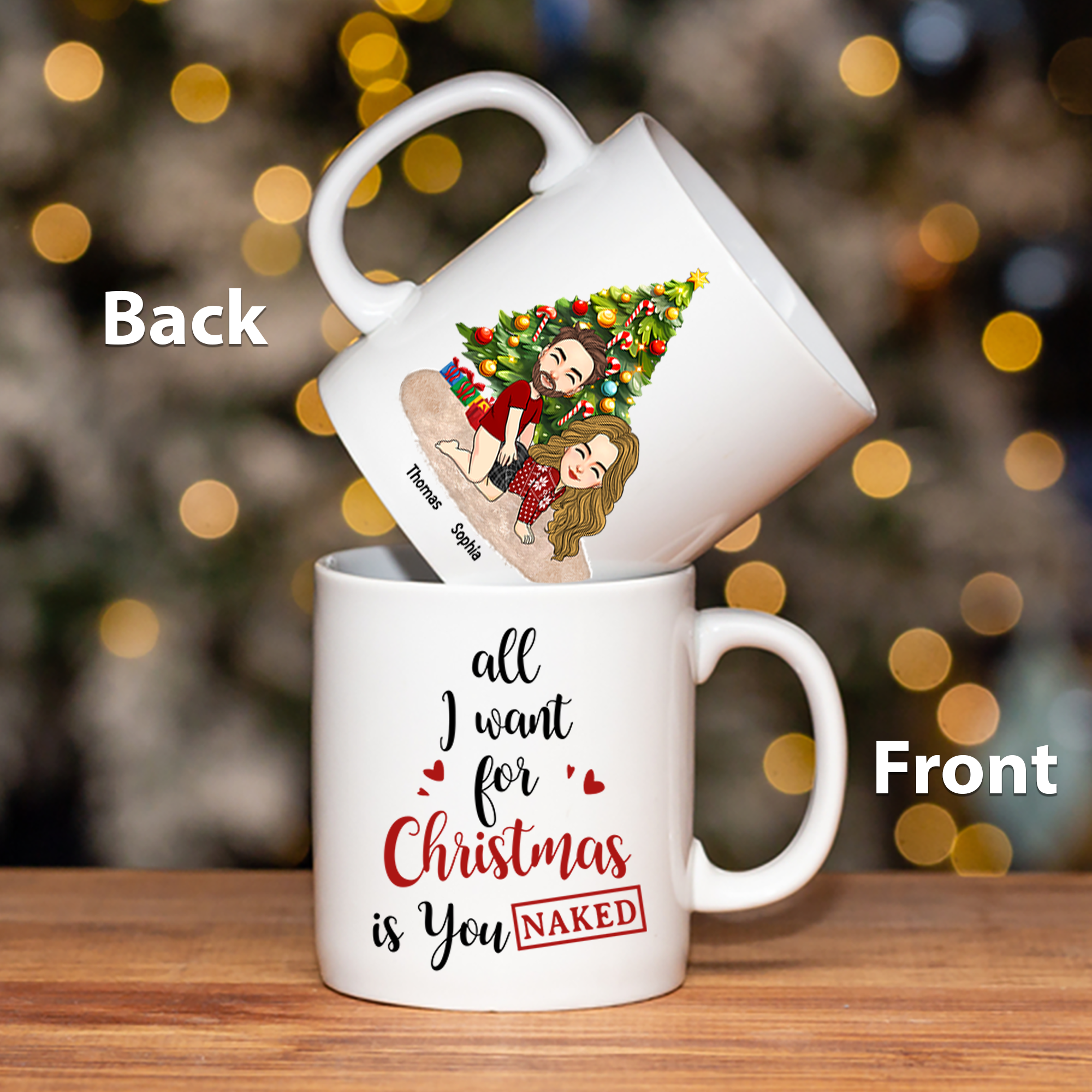 All I Want For Christmas Is You Naked Pesionalized Mug For Couple