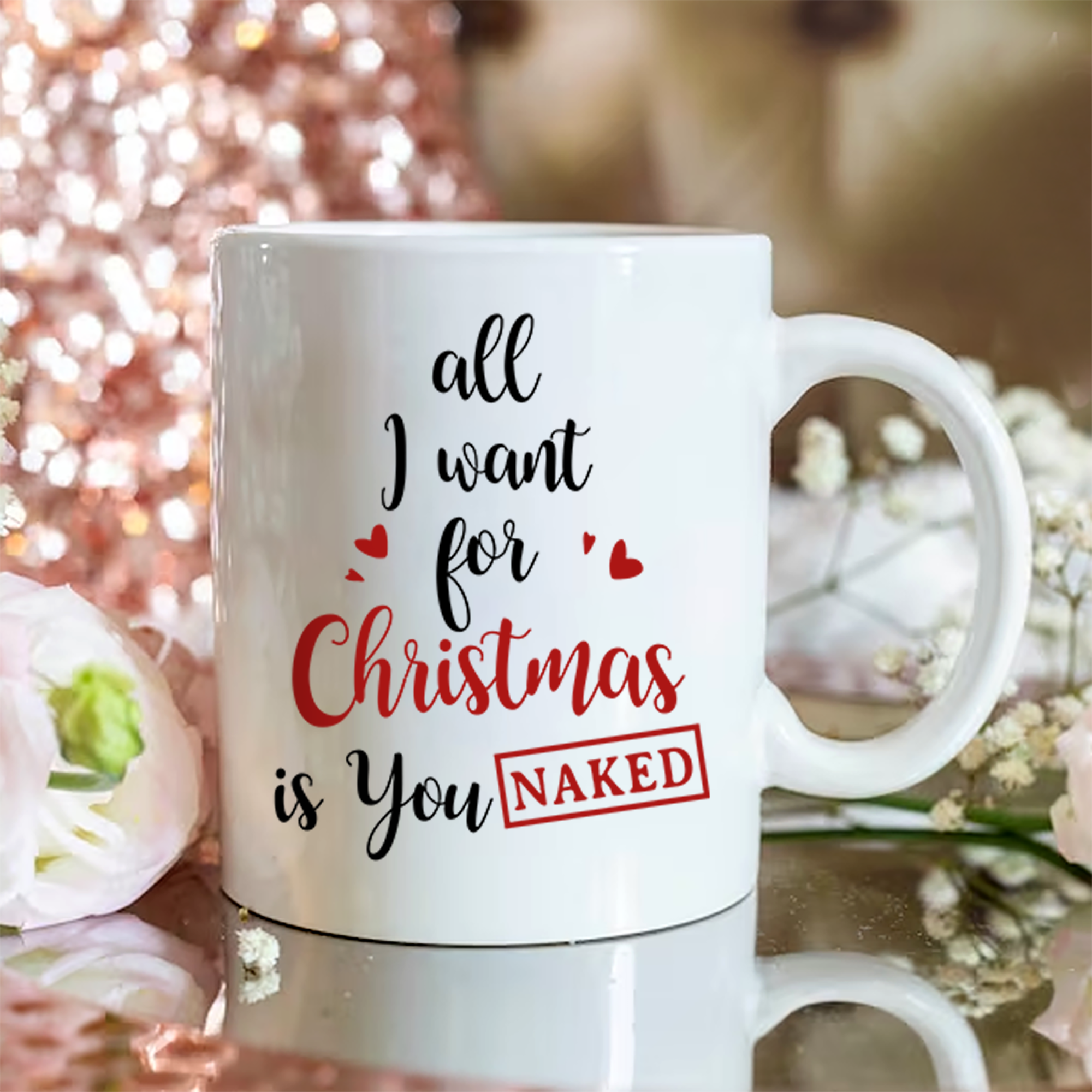 All I Want For Christmas Is You Naked Pesionalized Mug For Couple