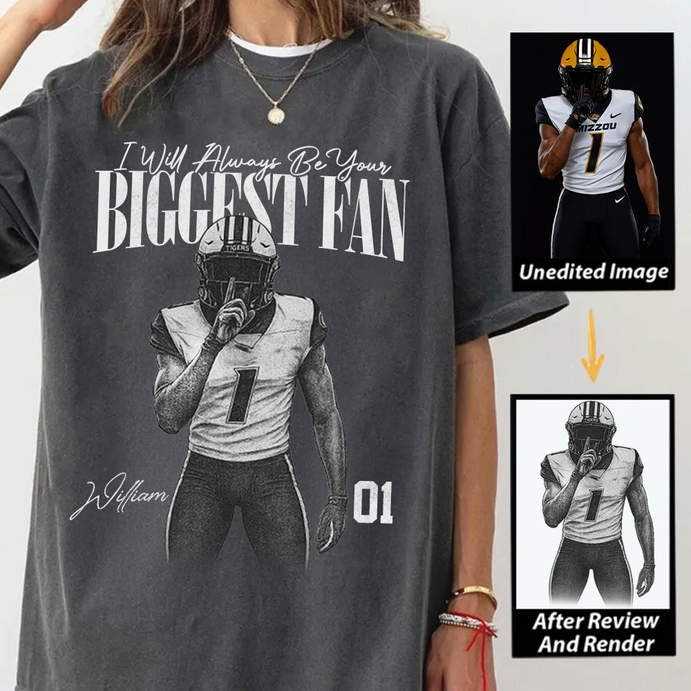 トップス ALWAYS Boarding company football top I'll Always Be Your Biggest Fan - Washed Tee Retro Bootleg Shirt