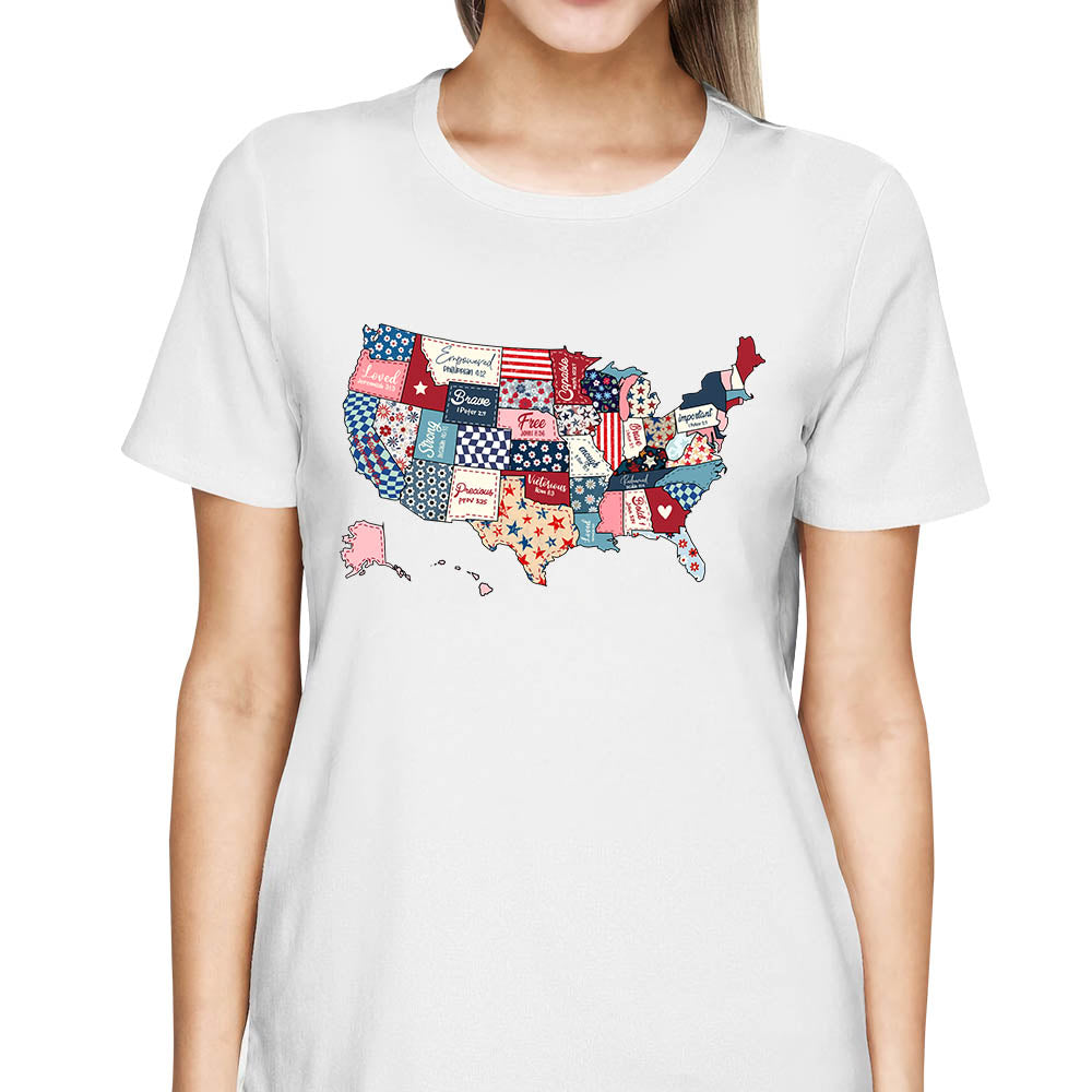 Retro America USA Map 4th of July Shirt