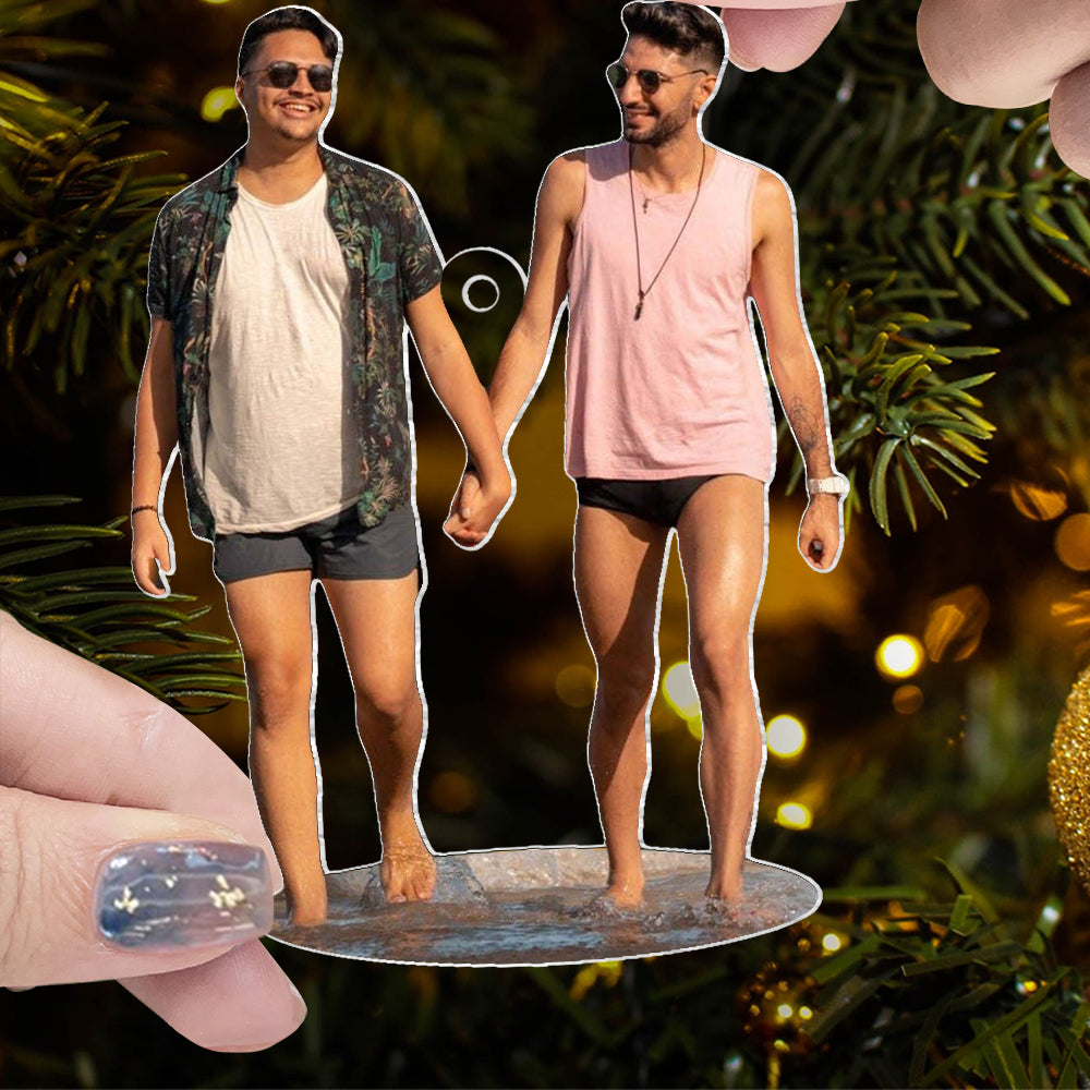 LGBT Christmas Photo Ornament, Gays Couple Ornaments, Customized Photo Xmas Ornaments for LGBT+, Xmas Decor, LGBT Christmas Ornament