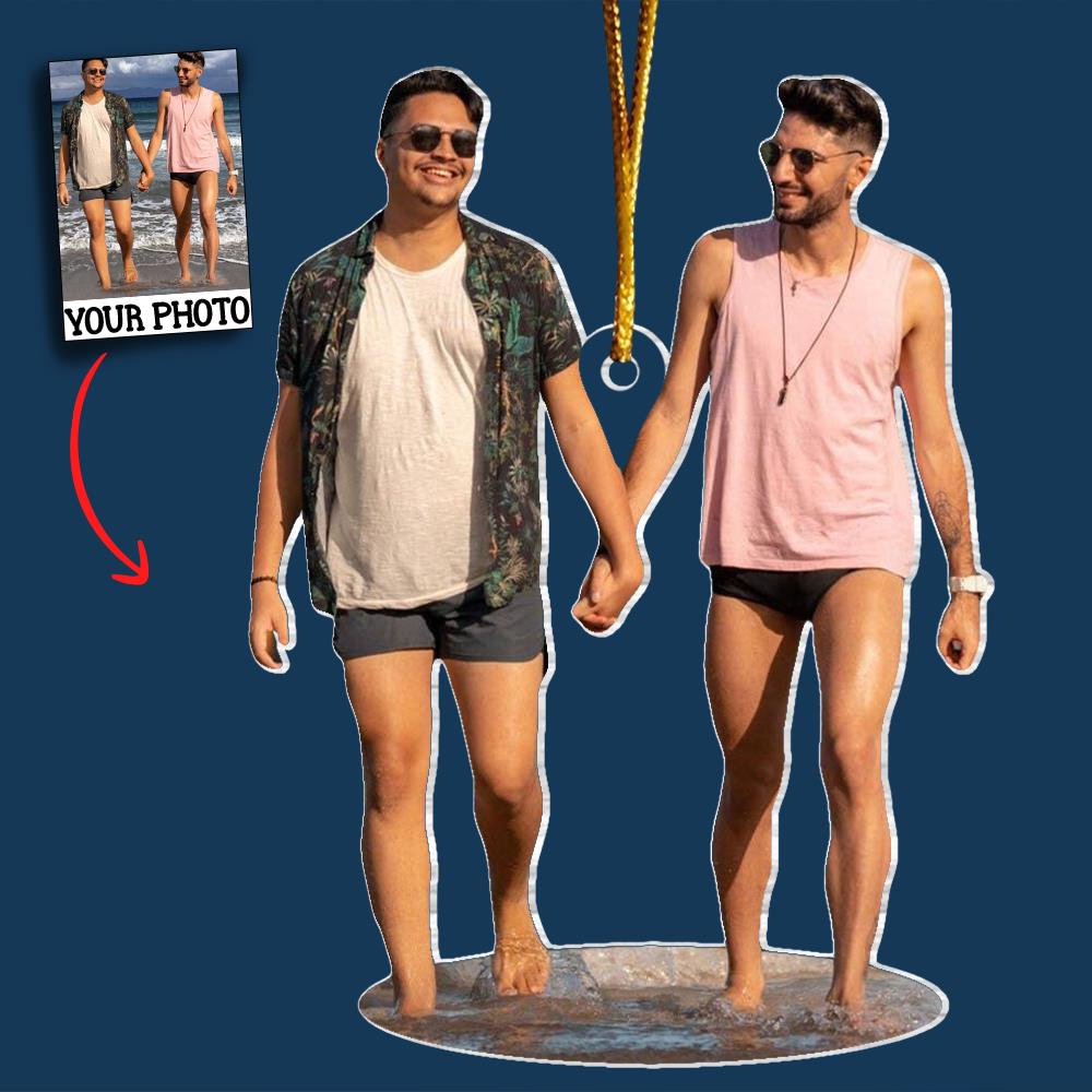 LGBT Christmas Photo Ornament, Gays Couple Ornaments, Customized Photo Xmas Ornaments for LGBT+, Xmas Decor, LGBT Christmas Ornament