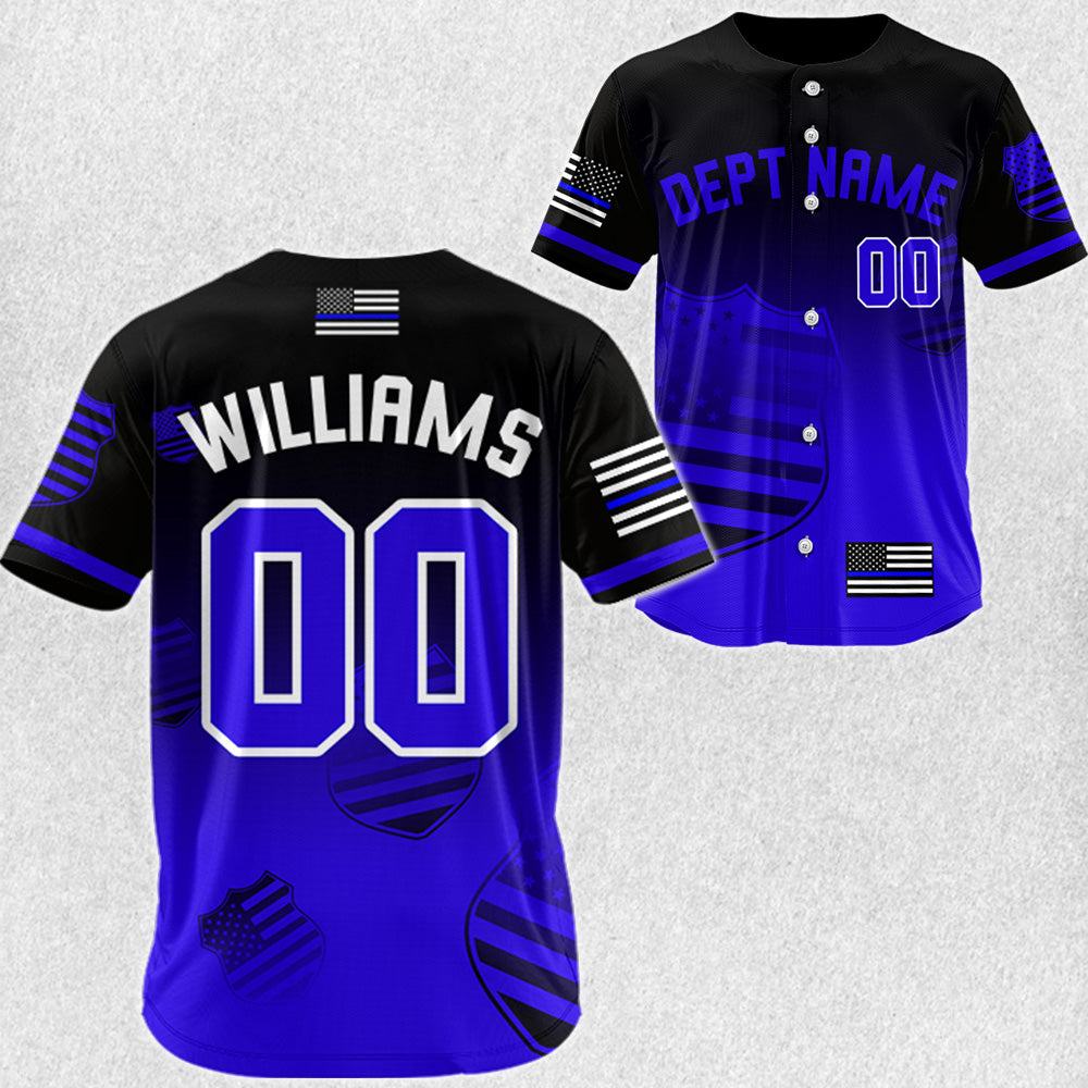 Custom Baseball Jerseys Shirt for Police Personalized Dept Name Number Thin Blue Line Flag H2511