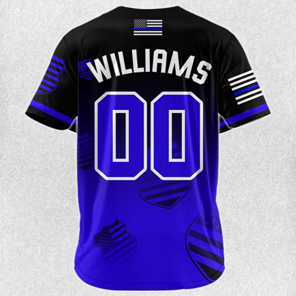 Custom Baseball Jerseys Shirt for Police Personalized Dept Name Number Thin Blue Line Flag H2511