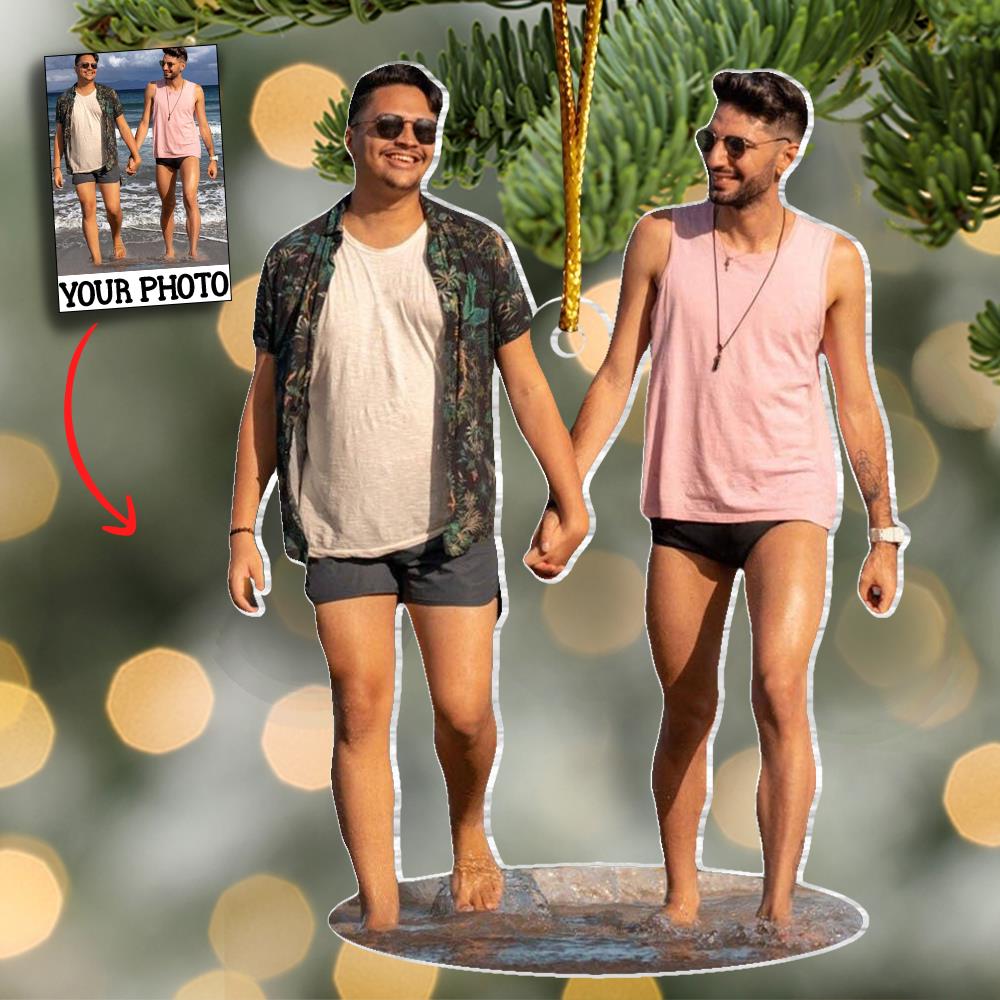 LGBT Christmas Photo Ornament, Gays Couple Ornaments, Customized Photo Xmas Ornaments for LGBT+, Xmas Decor, LGBT Christmas Ornament