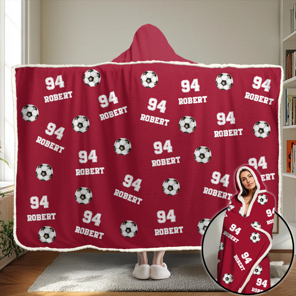 Personalized Soccer Wearable Blanket Hoodie For Sport Lovers, Sport Players Tu20