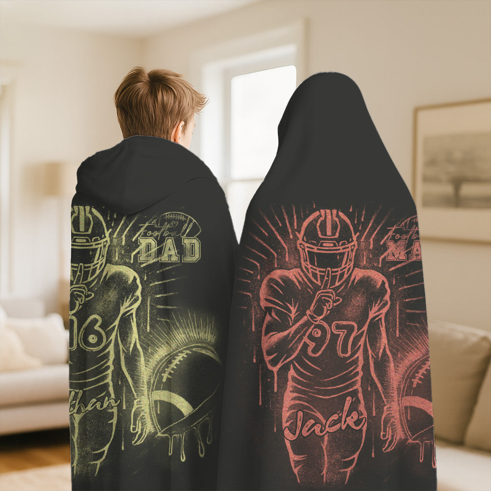 Personalized Bleach Style Football Player Wearable Blanket Hoodie Vrs2 A2110