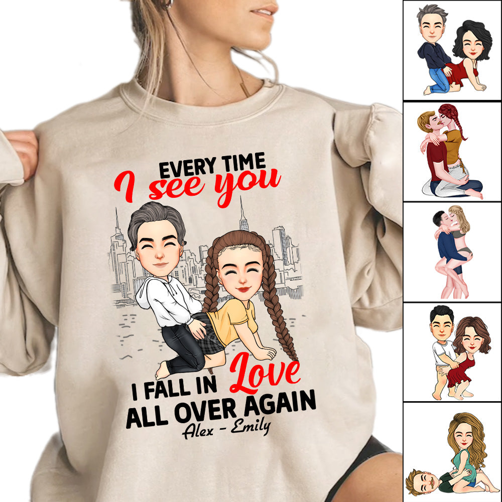 Every Time I See You I Fall In Love All Over Again - Personalized Shirt For Couple
