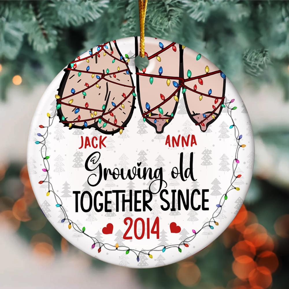 Growing Old Together Personalized Ceramic Ornament Gift For Couple