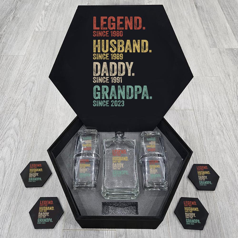 Legend Husband Dad Grandpa Father's Day, Birthday Gift For Dad, Grandpa Decanter Set