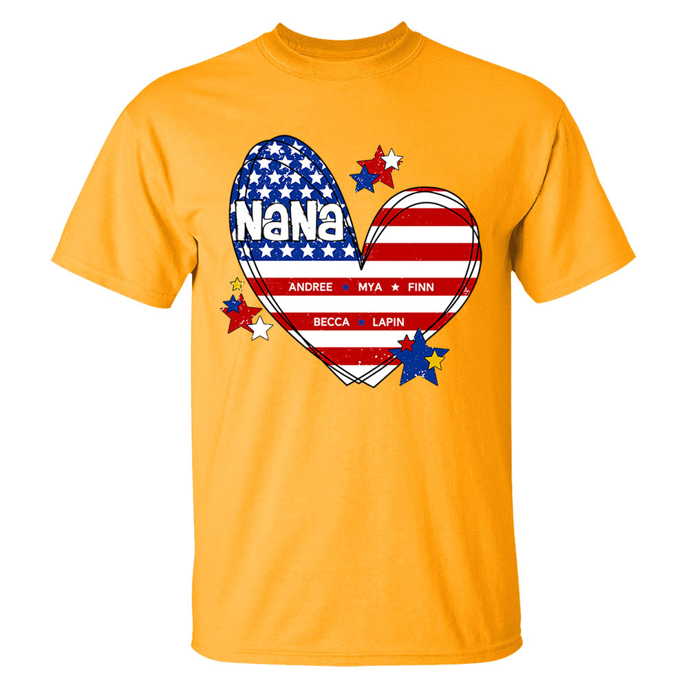 Custom Mom Grandma Heart with Kids Names, Custom 4th of July Shirt