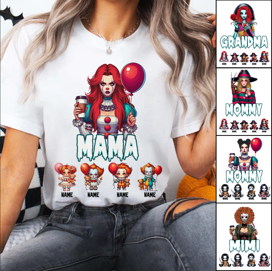 Personalized Halloween Horror Mama Custom Kid Name Shirt