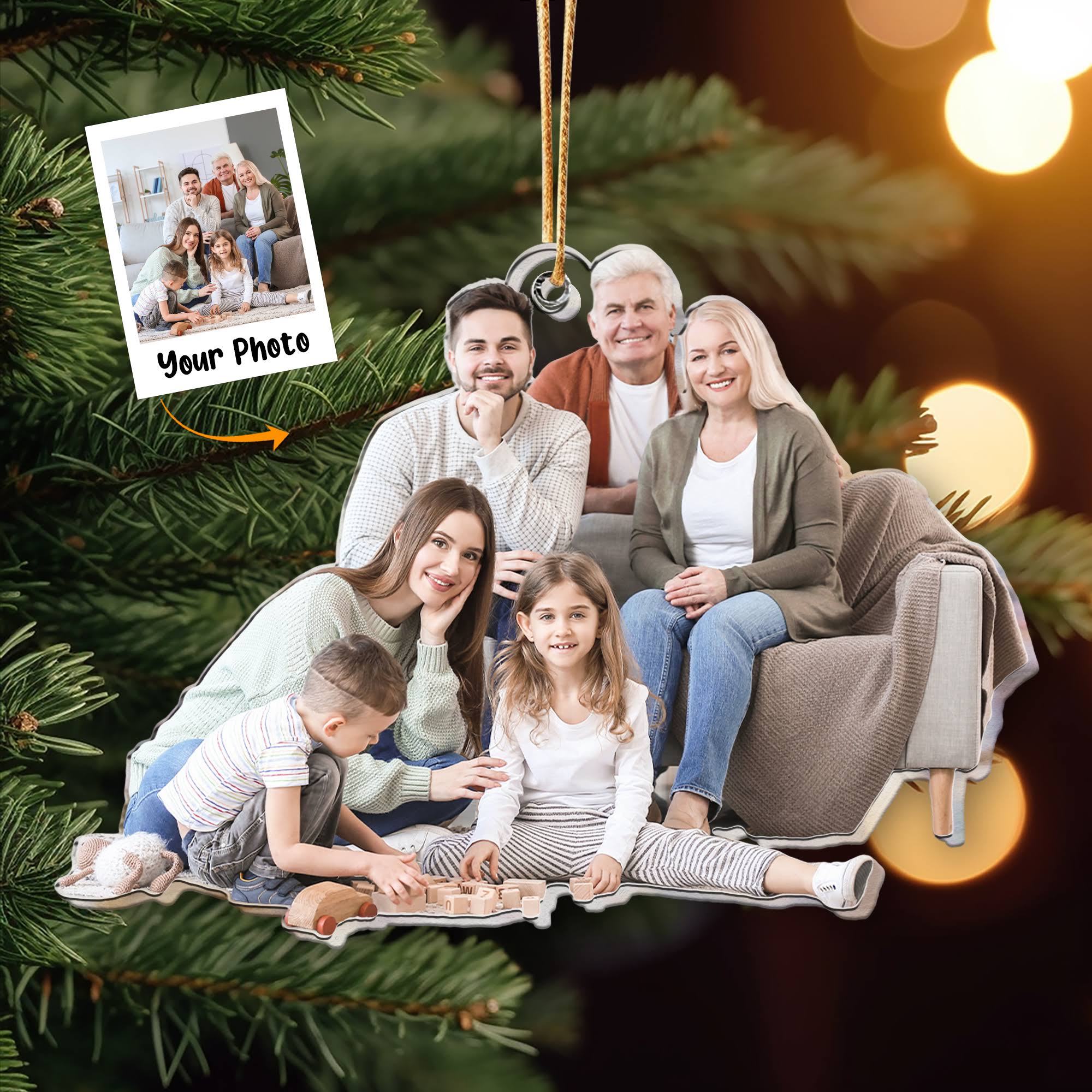 Customized Your Photo Ornament - Personalized Photo Mica Ornament - Christmas Gift For Family Members