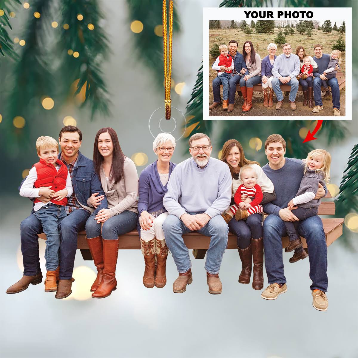 Customized Your Photo Ornament - Personalized Photo Mica Ornament - Christmas Gift For Family Members