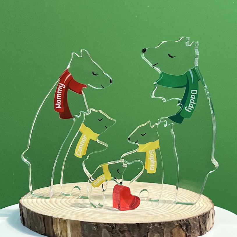Acrylic Blocks Bear Family Puzzle - Gift for Parents Animal Family-Father's Day Gifts Mother's Day Gifts