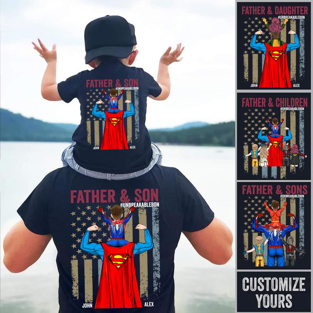 Father Son Unbreakable Bond - Personalized Back Printed Shirt