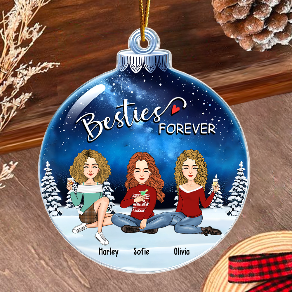 Besties Forever - Personalized Custom Acrylic Snowball Ornament