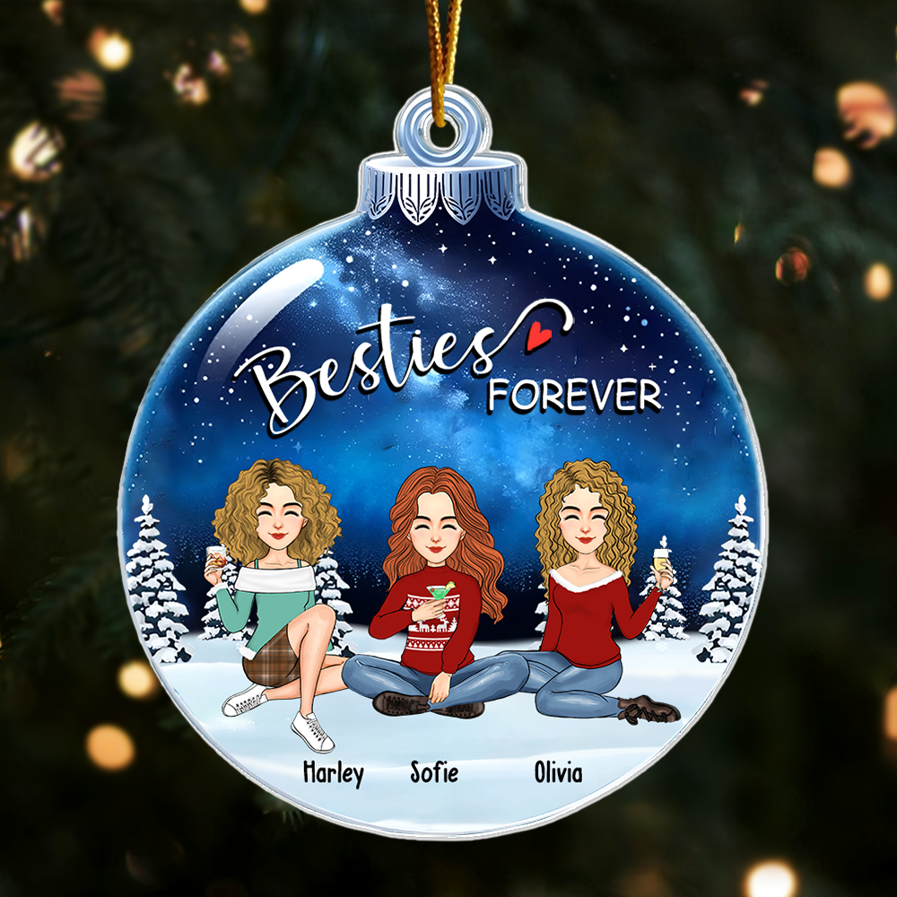 Besties Forever - Personalized Custom Acrylic Snowball Ornament