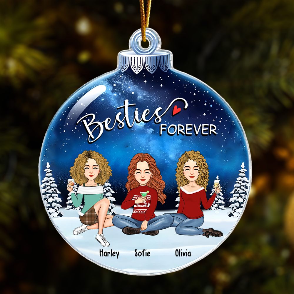 Besties Forever - Personalized Custom Acrylic Snowball Ornament