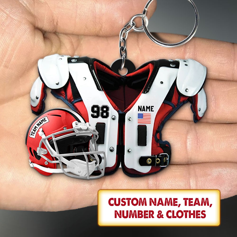 American Football Shoulder Pads Helmet Personalized Acrylic Keychain For Football Lovers
