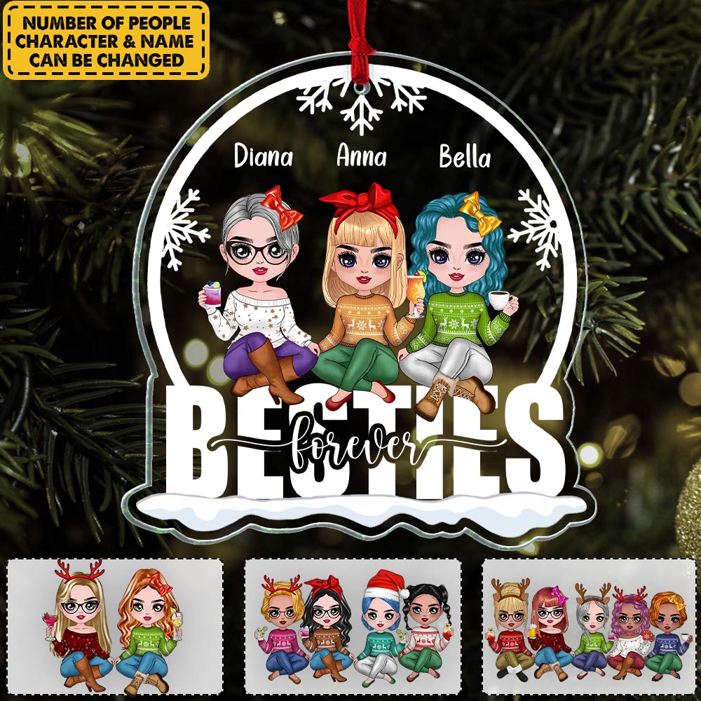 Besties Forever - Personalized Acrylic Ornament - Snow Christmas Ornament