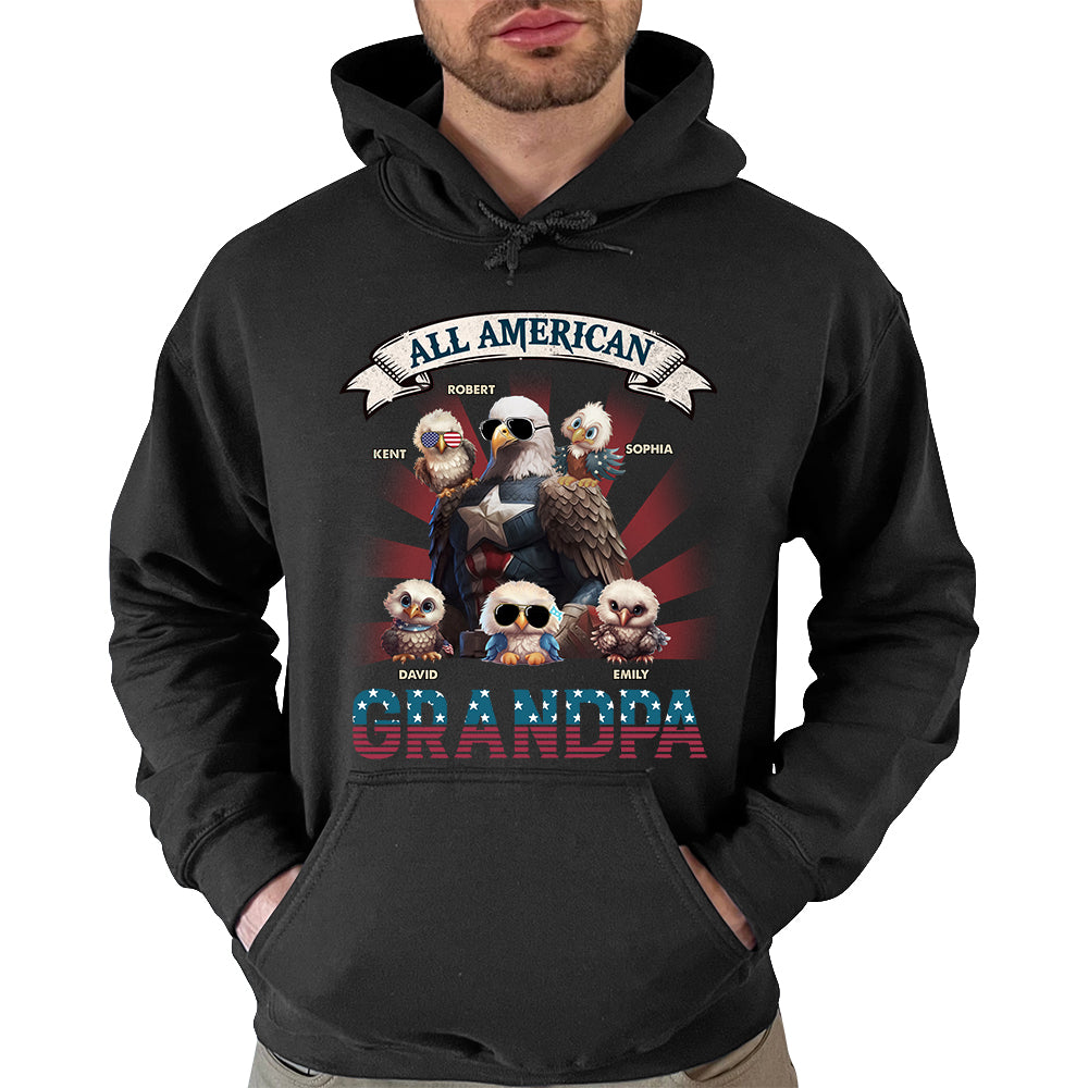 All American Papa - Custom Nickname Shirt Gift For Grandpa