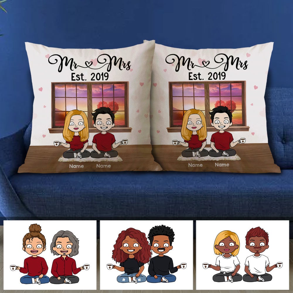 Personalized Mr And Mrs Pillow - Custom Pillow Gift For Couple - Funny Pillow Soon To Be Wife Couple Pillow